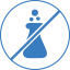 A small blue icon depicting a chemical flask being crossed out, symbolizing no chemical processes.
