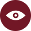 A small burgandy icon that features a white eye for eye health.